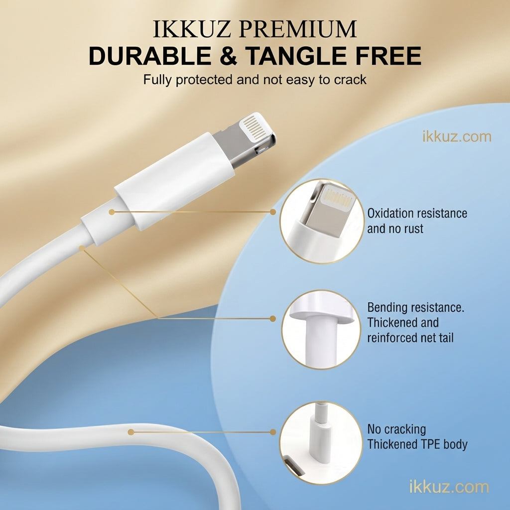Premium USB to Lightning Fast Charging Cable – 3.5A Power, 420 Mbps Data Transfer, 1 Meter