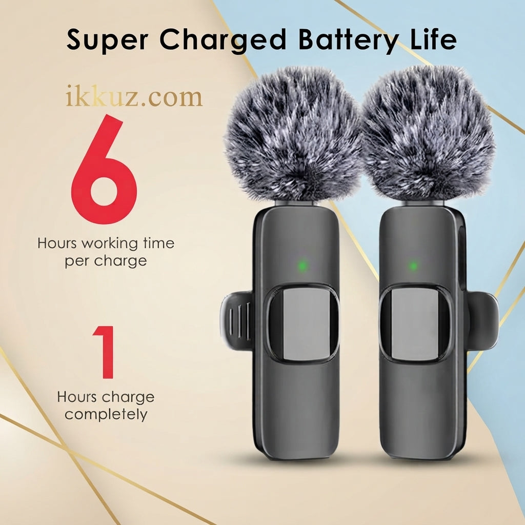 K9 Dual Wireless BEST MIC F-URR Microphone with Noise Cancellation, Dual Mic Set with Receiver for Smartphones, Interviews, Vlogging, YouTube &amp; Reels – Type-C, Black