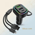 48W Car Charger 3-Port Fast Charging Adapter with 3-in-1 Charging Cable